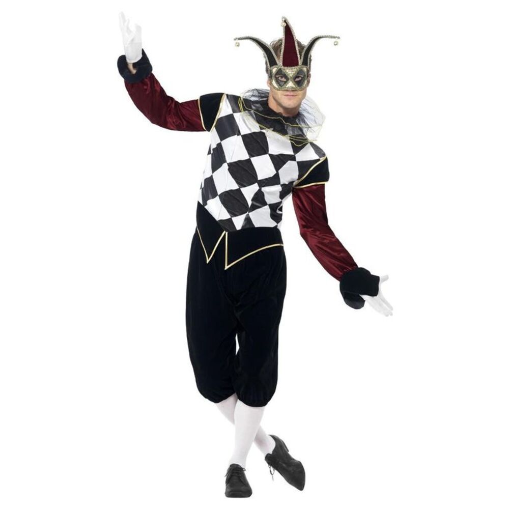 Smiffys Mens Gothic Venetian Harlequin Costume Set / Black